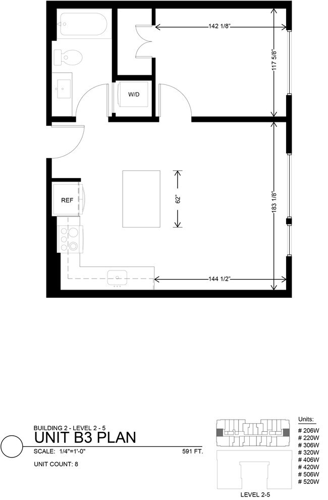 1 Bedroom W406 floor plan